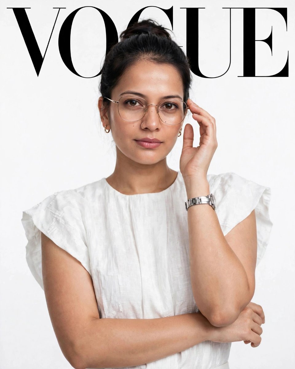 VOGUE Magazine Cover - Sanjanaa Arole AI Prompt Visual