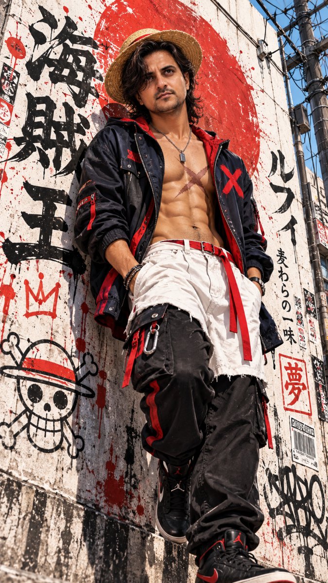 One Piece Luffy Straw Hat Anime Street - Diinesh Patel AI Prompt Visual