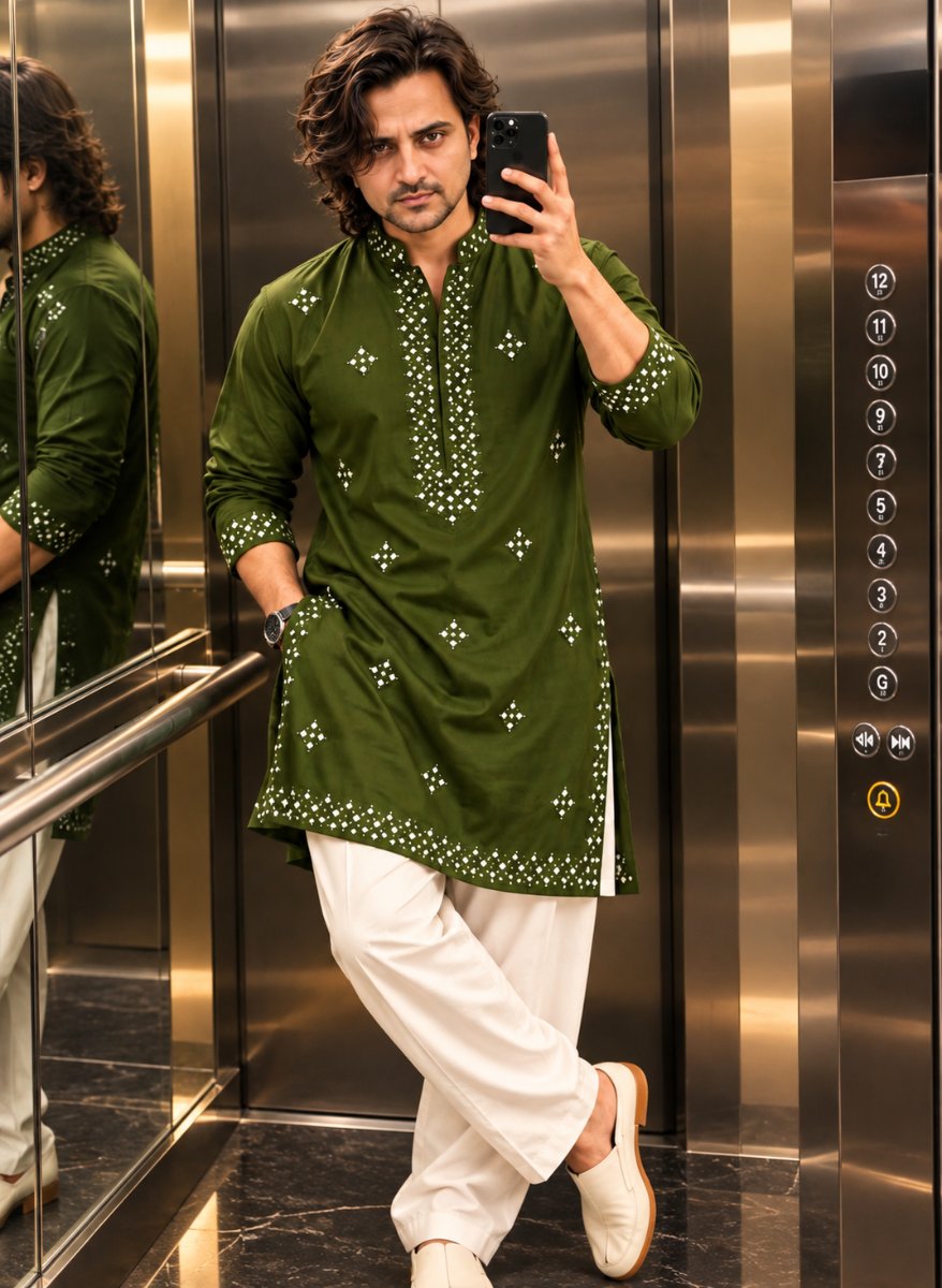 Diinesh Patel Mehndi Mirror dress AI Prompt Visual