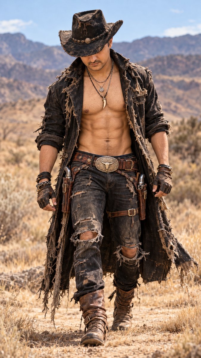 Post Apocalyptic Cowboy Gunslinger - Diinesh Patel AI Prompt Visual
