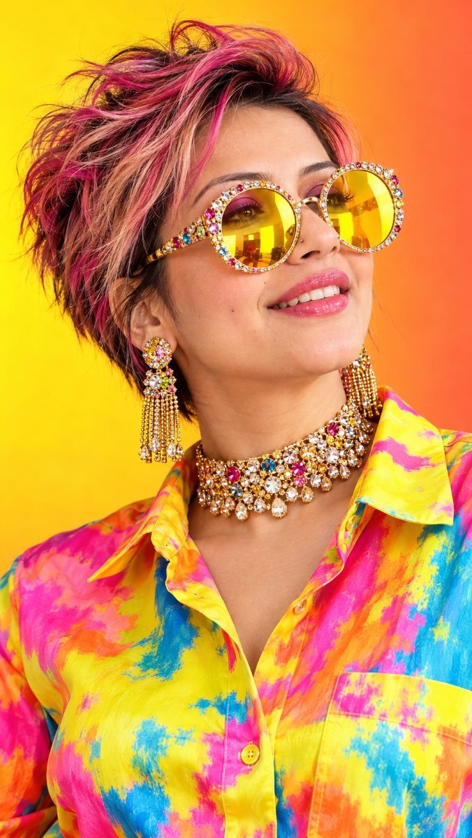 Colorful Pop Art Fashion Girl - Sanjanaa Arole AI Prompt Visual