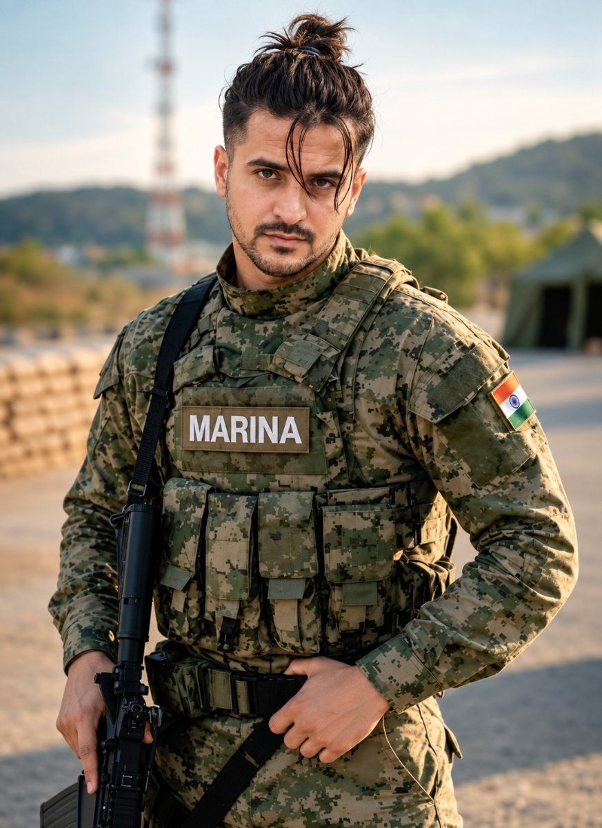 Indian Soldier Marina Diinesh Patel AI Prompt Visual