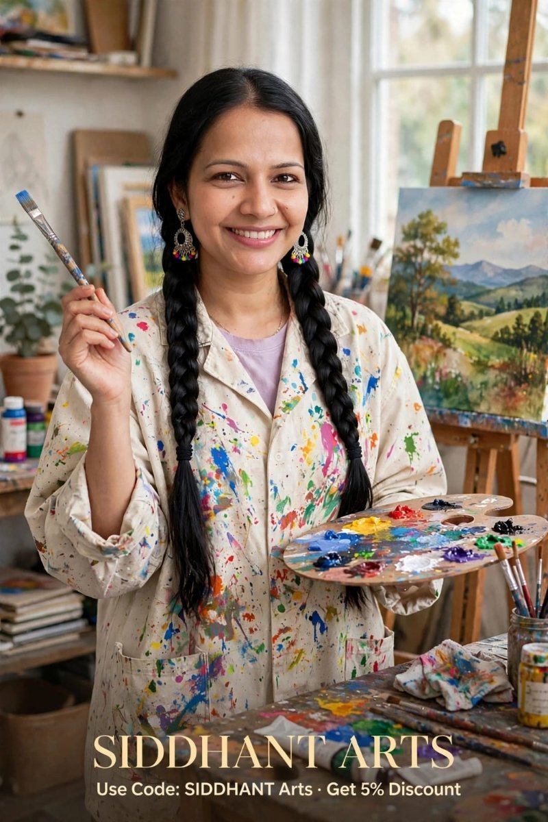 A cheerful young woman artist SANJANAA AROLE AI Prompt Visual