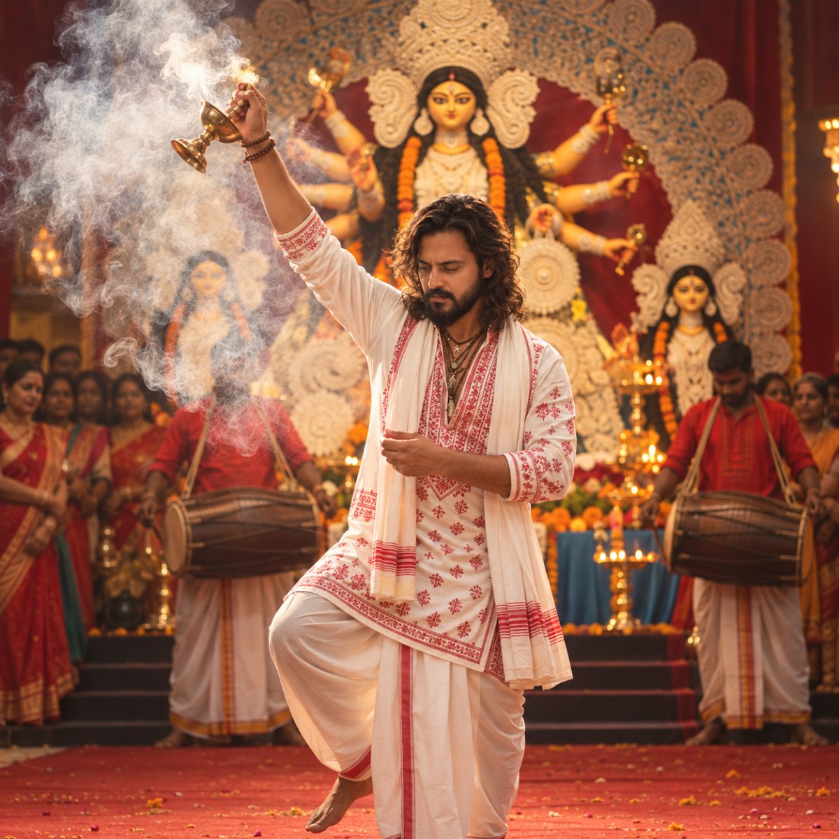 Sacred Ecstasy - Dhunuchi Dance Diinesh Patel AI Prompt Visual