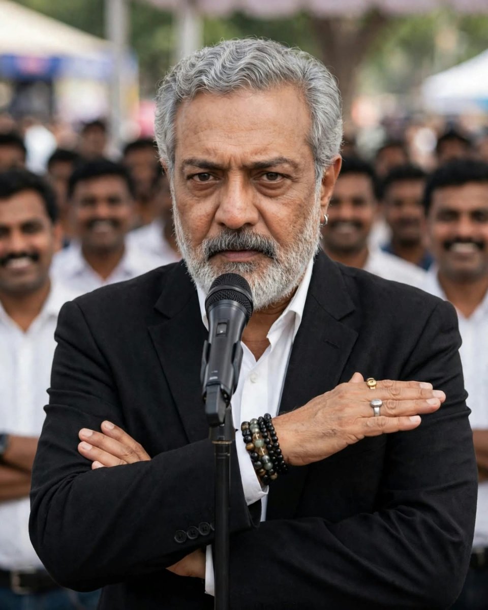 Shivraj D. Walvekar Mass Speech - Black Blazer AI Prompt Visual
