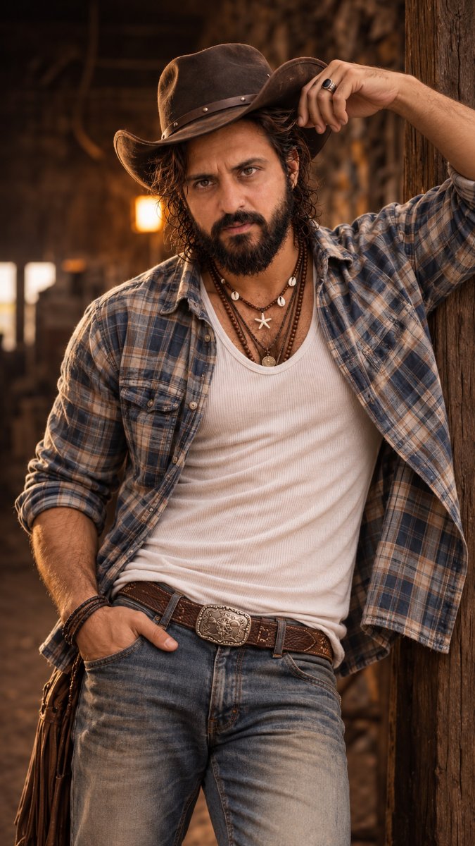 Barn Cowboy Plaid Shirt - Diinesh Patel AI Prompt Visual