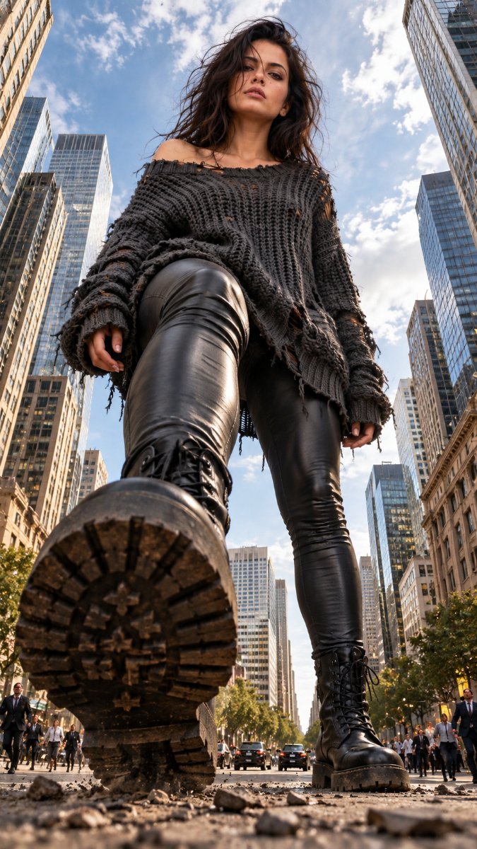 Giantess Woman Stomping In City - Sanjanaa Arole AI Prompt Visual