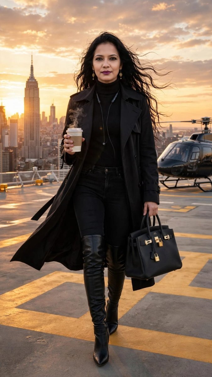 cinematic billionaire CEO vibes SANJANAA AROLE AI Prompt Visual