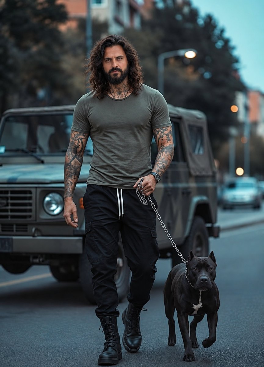 Handsome man walking with his dog Diinesh Patel AI Prompt Visual