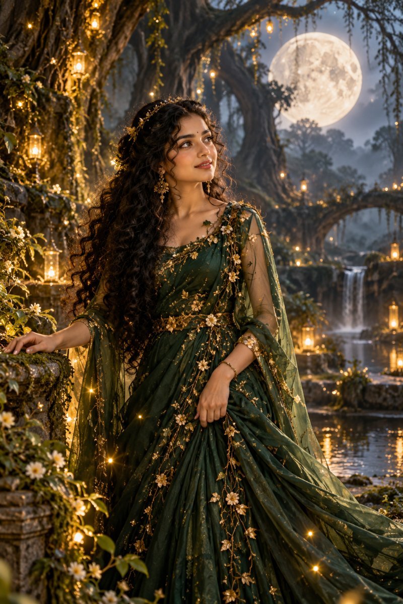 Mystical Forest Queen – Emerald Fantasy Portrait AI Prompt Visual