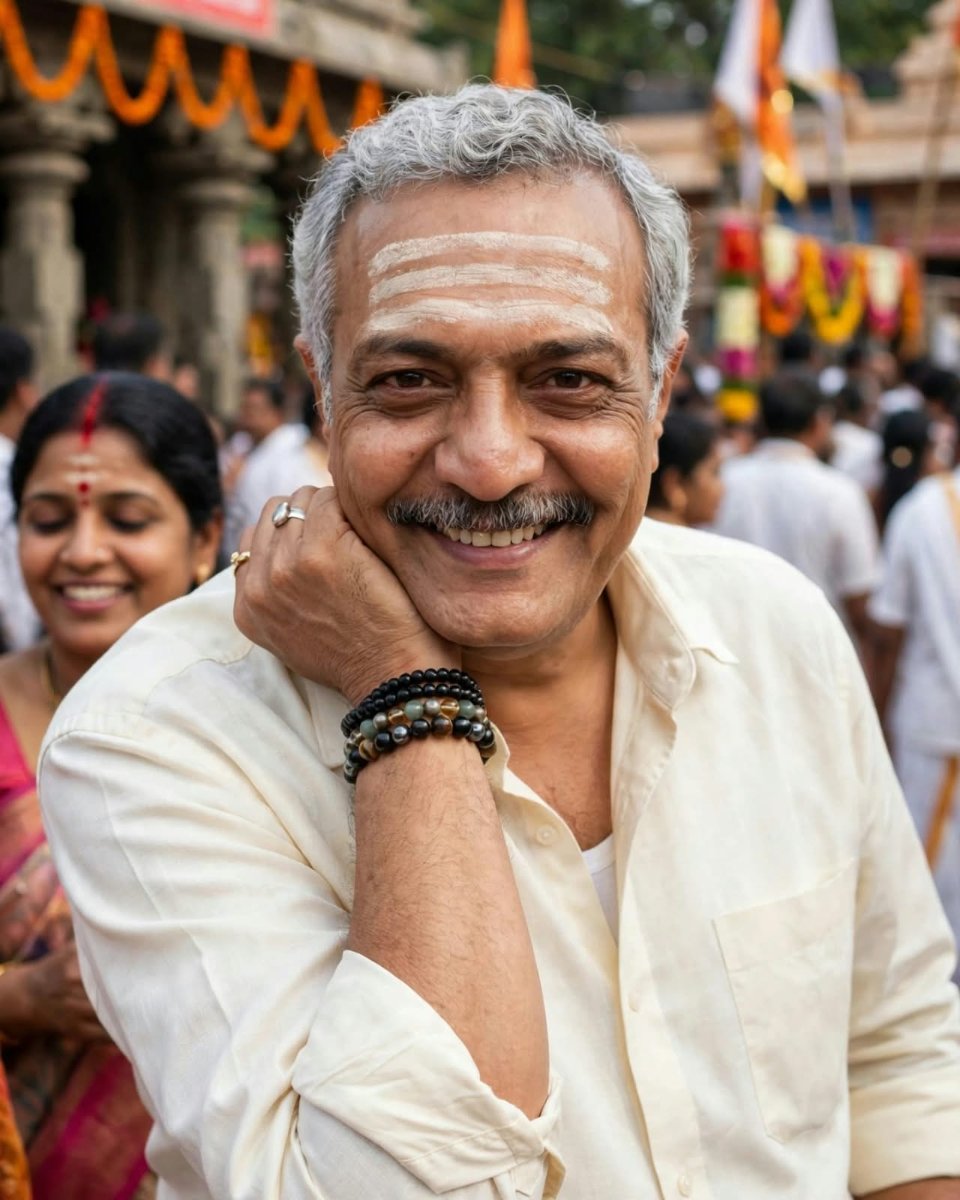Shivraj D. Walvekar Temple Bliss - Vibhuti Smile AI Prompt Visual