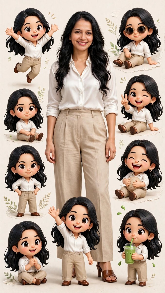 3D chibi With Sanjanaa Arole AI Prompt Visual