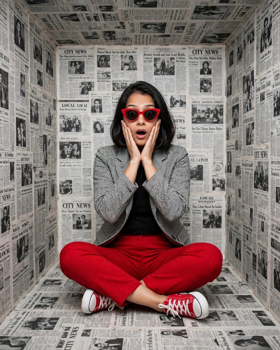 Newspaper Gossip Box - Sanjanaa Arole AI Prompt Visual