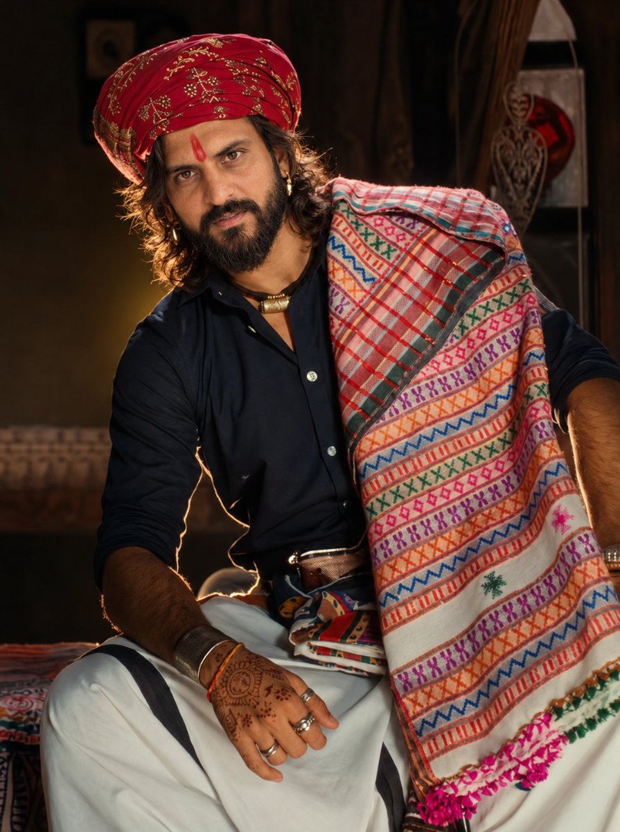 Diinesh Patel Desi Roots - Rajasthani Tribal King Art AI Prompt Visual