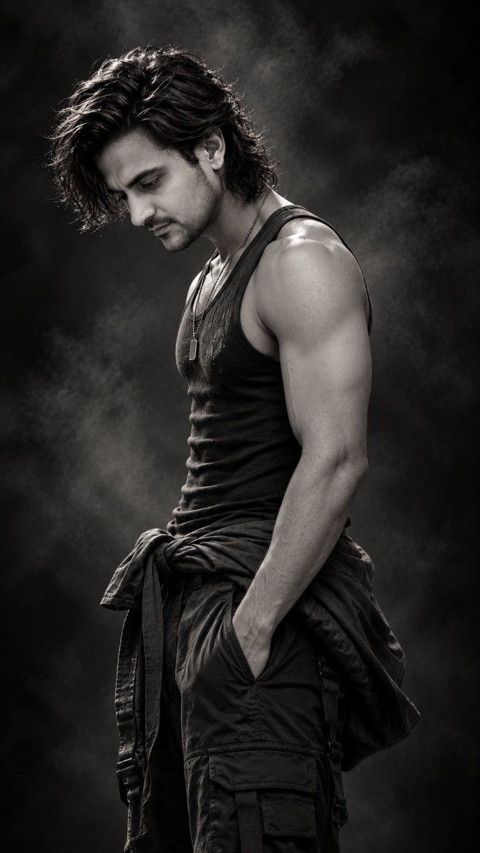 Diinesh Patel Smoke Soldier - Wavy Hair Vest Cargo AI Prompt Visual