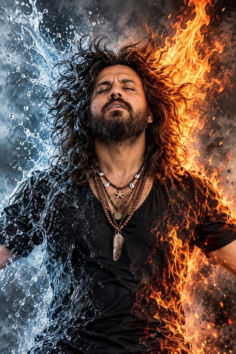 Fire & Water style Diinesh Patel AI Prompt Visual