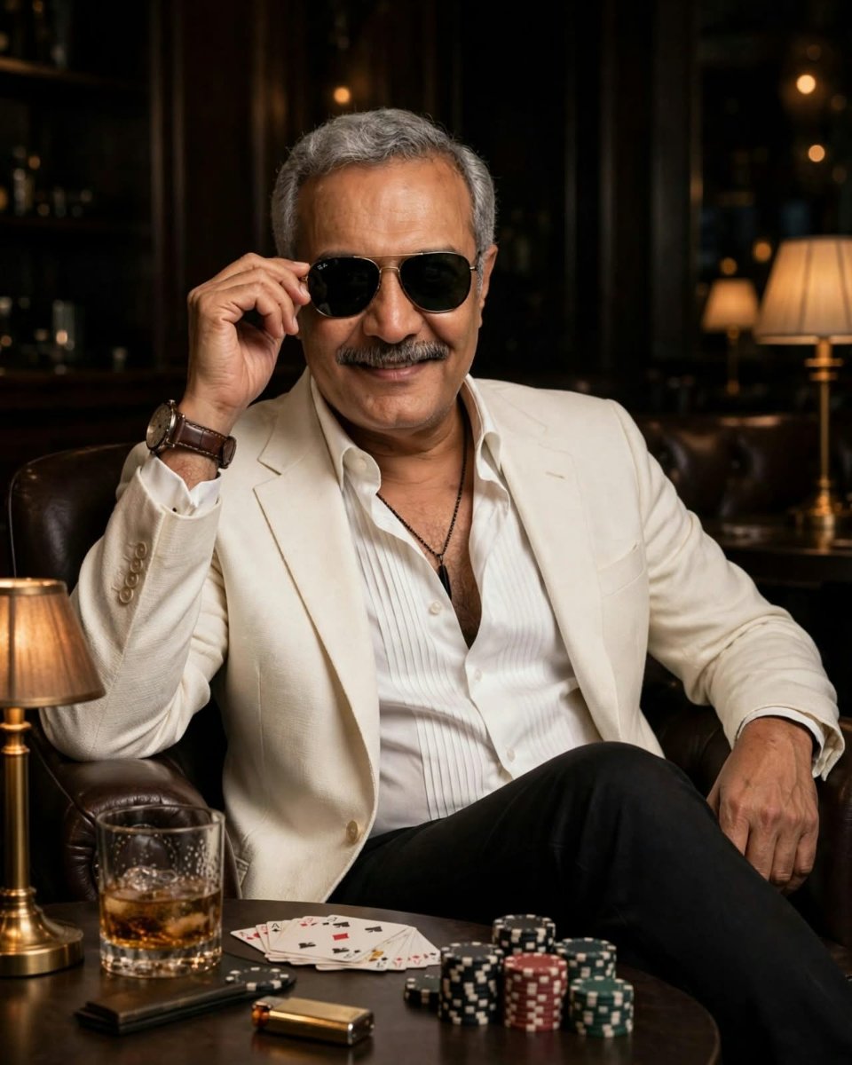 Shivraj D. Walvekar Casino Royal - White Blazer Poker AI Prompt Visual