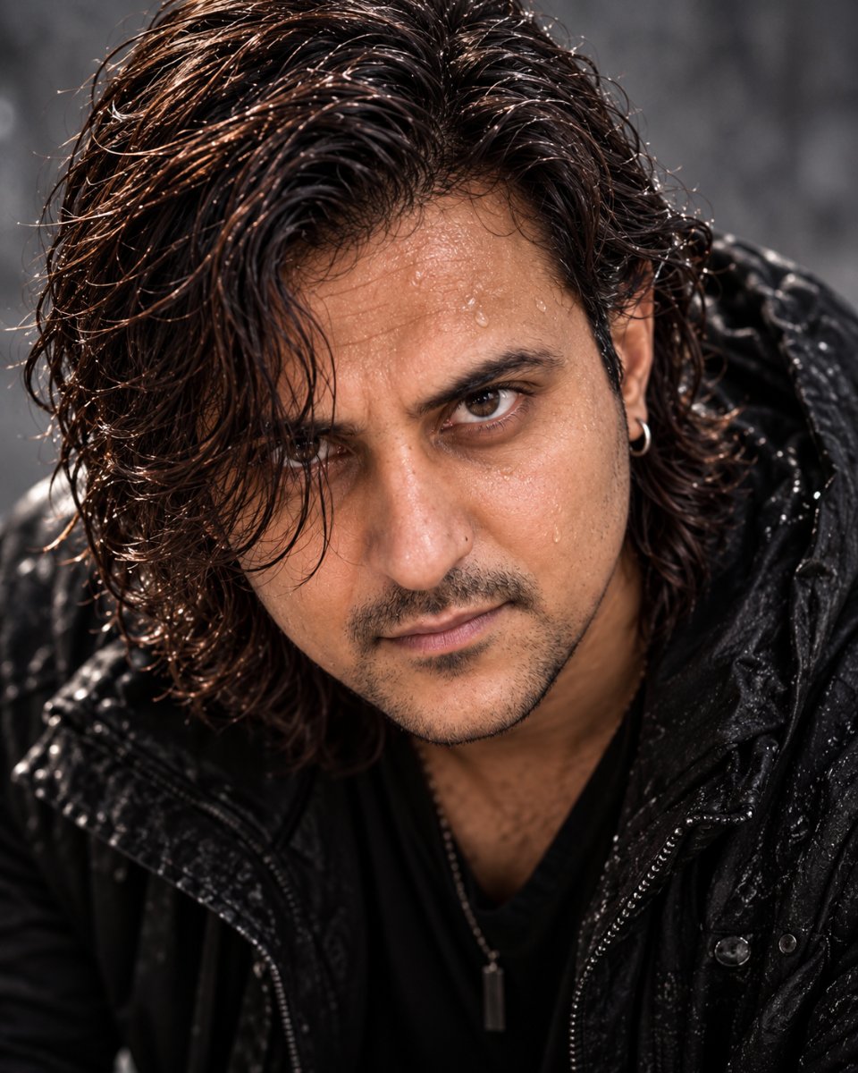 Wet Long Hair Intense Look - Diinesh Patel AI Prompt Visual