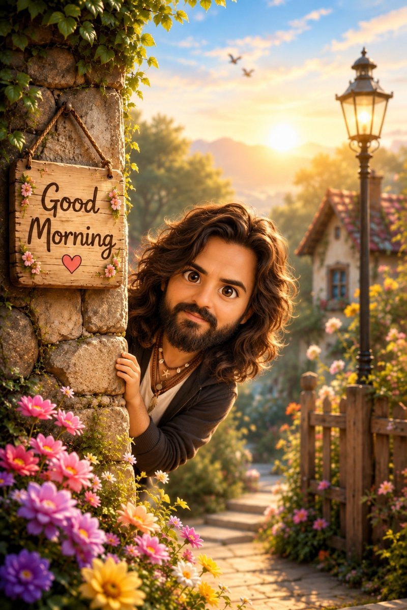 3d cartoon photo saying good morning Diinesh Patel AI Prompt Visual