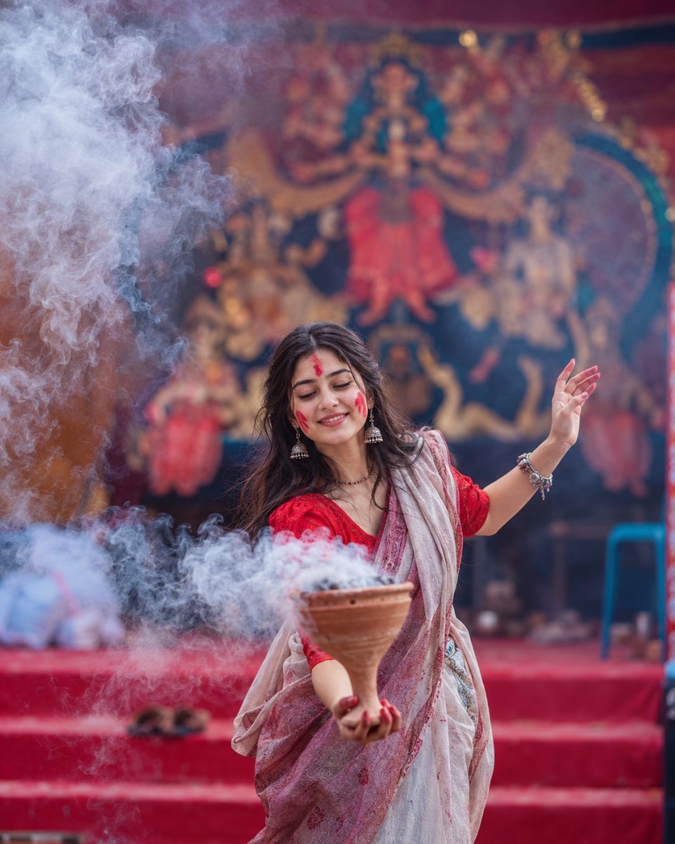 Smoky Saree Festival Celebration AI Prompt Visual