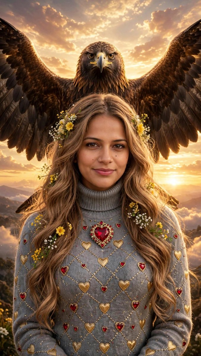 Golden Eagle Guardian Angel Girl - Sanjanaa Arole AI Prompt Visual