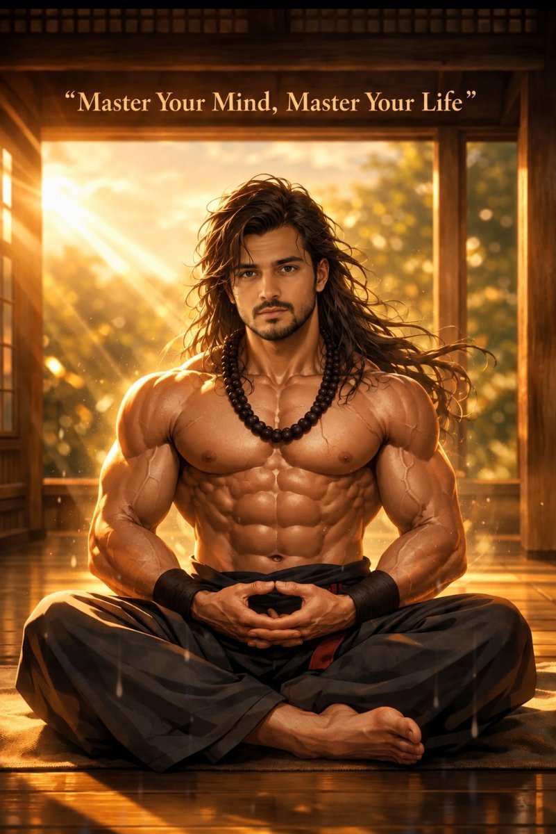 Anime character man meditation for Master mind Diinesh Patel AI Prompt Visual
