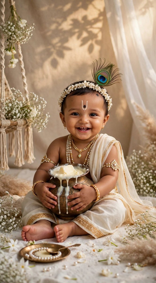 Little Krishna Janmashtami Baby - Sanjanaa Arole AI Prompt Visual